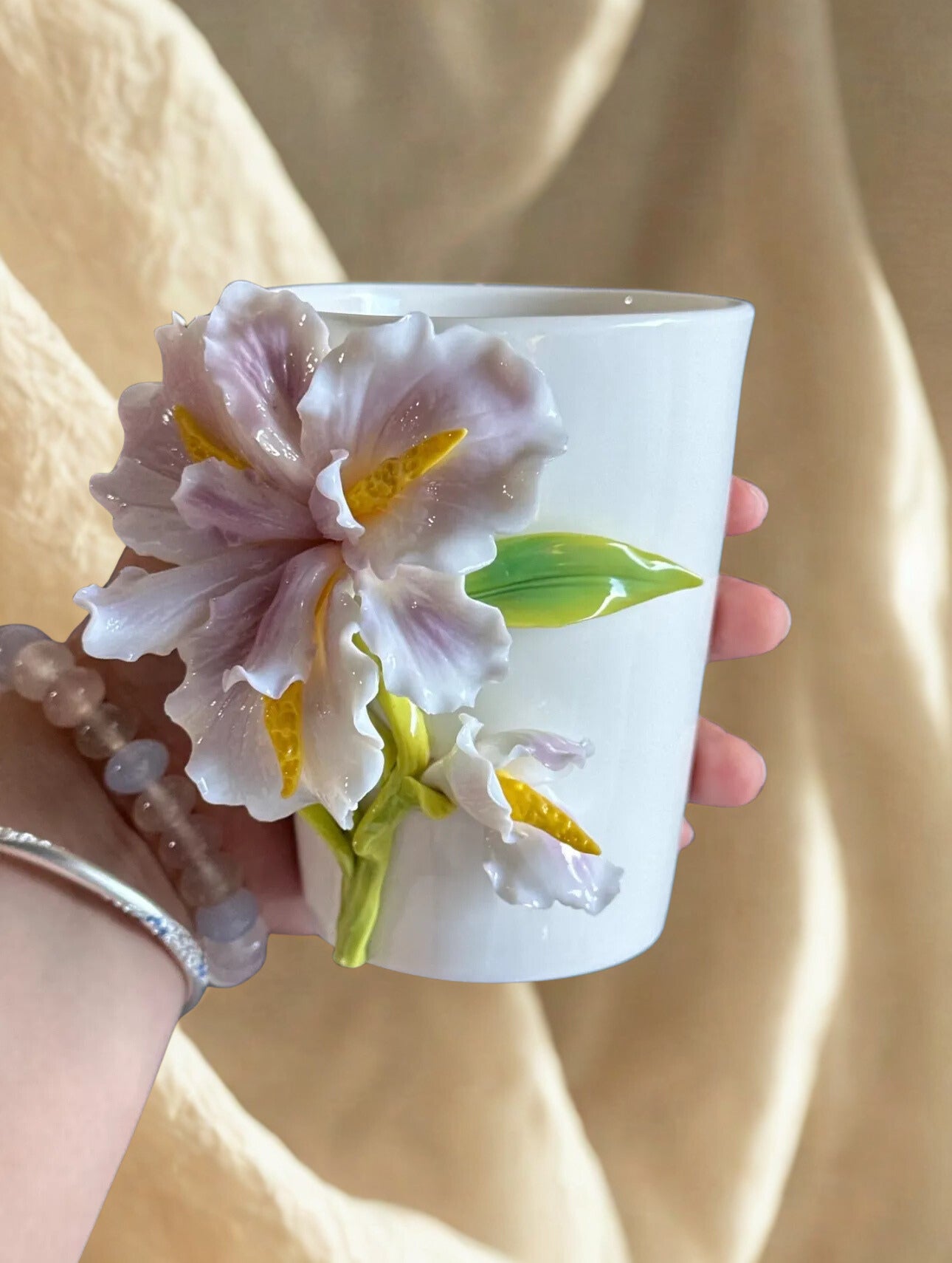 Iris Flower Ceramic Mug – Handmade Ceramic Drinkware