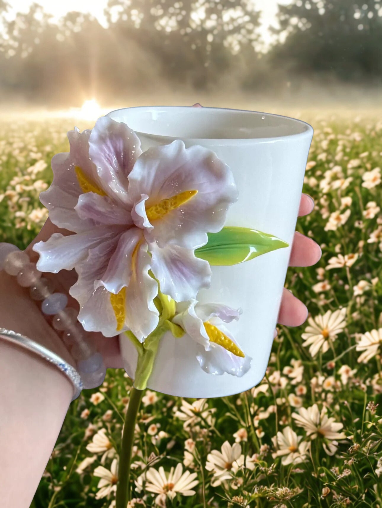 Iris Flower Ceramic Mug – Handmade Ceramic Drinkware