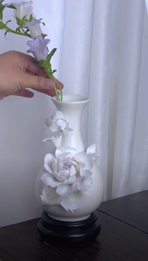 Handmade Ceramic Vase - Yellow Peony Vase - Perfect Souvenir